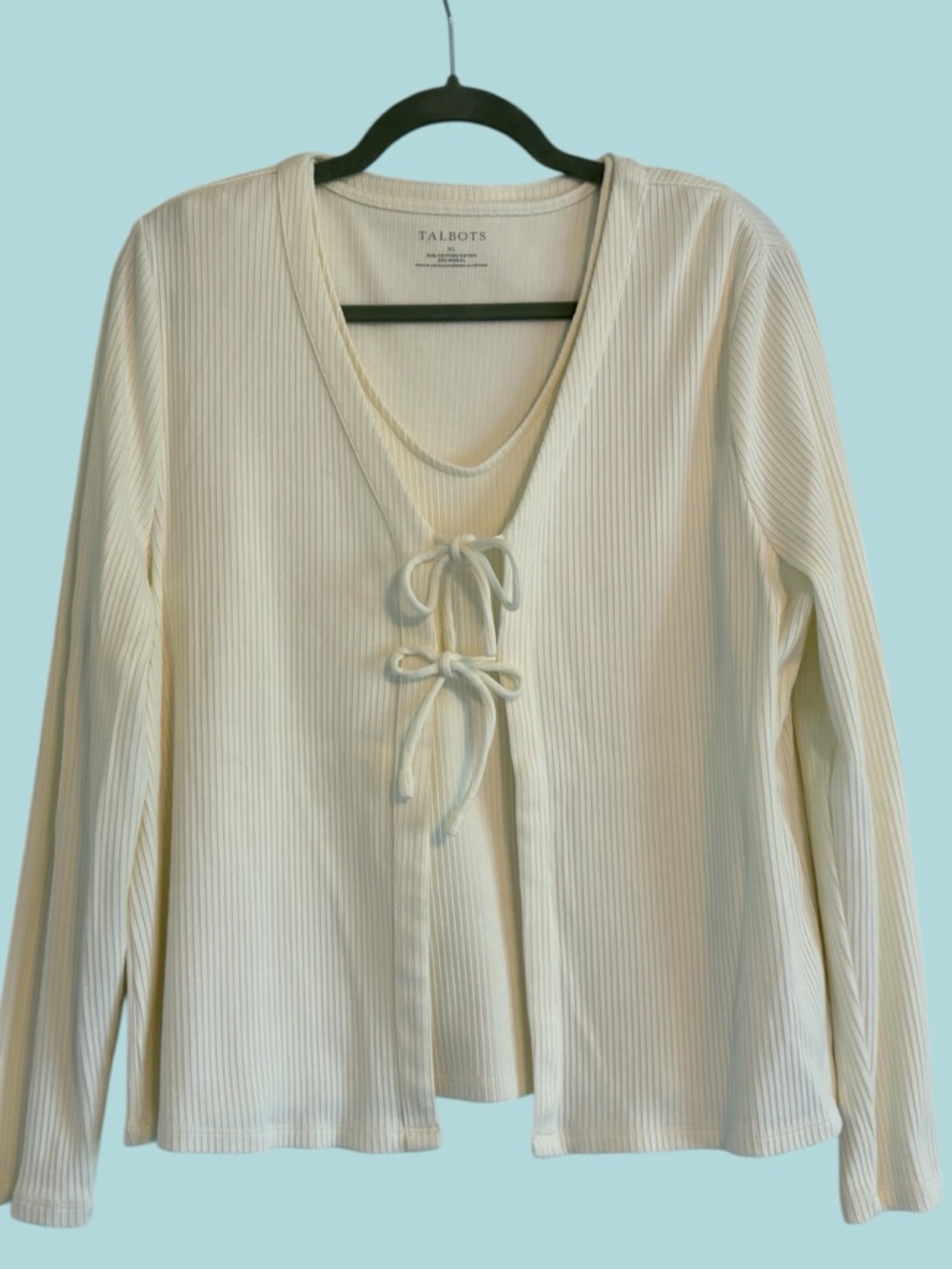 ✨ ELEVATED CLASSIC: Talbots Ribbed Tie-Front Twin Set | Jacket + Tank | XL ✨ - Picture 4 of 13